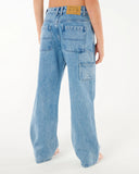 Light blue jeans worn by a person on a white background Rip Curl Hyped Denim Boys Pants - Washed Blue