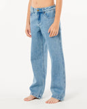 Light blue jeans worn by a person on a white background Rip Curl Hyped Denim Boys Pants - Washed Blue