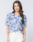 Seeking Lola Relaxed Carefree Top - Blue Whisper