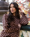 Seeking Lola Harper Top in Pink Polka dot print blouse, sold by Point Break Cambridge local family surf shop at 63 Duke street.