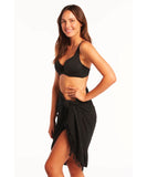 Sea Level Sunset Frayed Sarong - Black