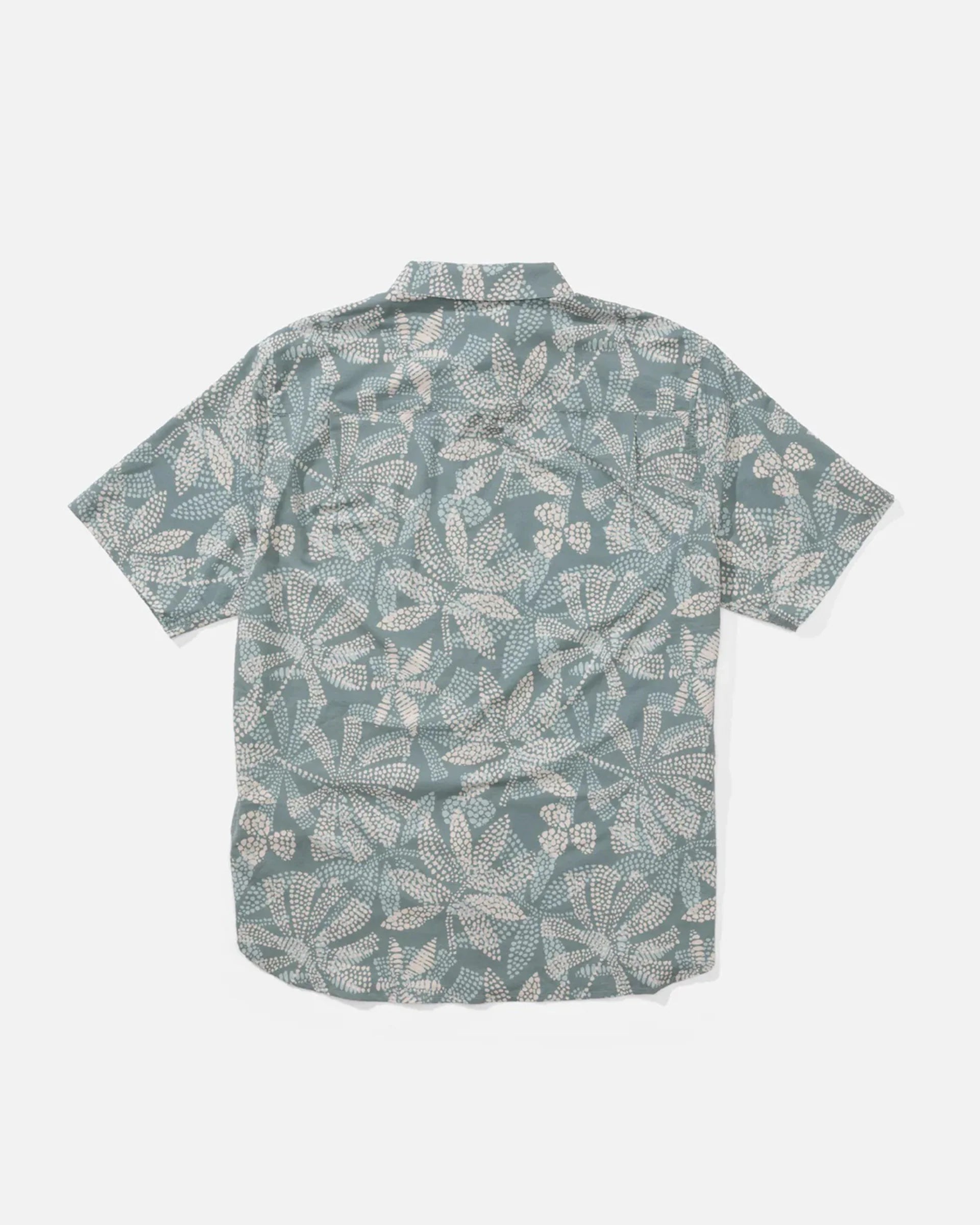 Short-sleeve shirt with a leaf pattern on a white background Salty Crew Drifter UV Button Up Shirt - Altantic Green