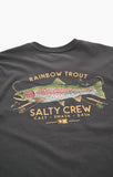 Black t-shirt with a rainbow trout graphic and 'Salty Crew' text on a white background Salty Crew Trout Mount Premium SS Tee - Coal