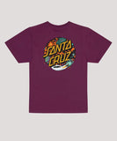Purple t-shirt with 'Santa Cruz' logo on a gray background Santa Cruz Space Dot Rocket Short Sleeve Tee - Maroon