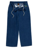 Blue denim pants with a brand logo on a white background Santa Cruz Multi Cruz Stack Alien Boys Jeans - Stone Wash Indigo