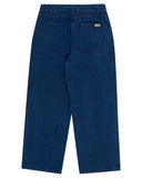 Blue jeans with a brand label on the back pocket against a white background Santa Cruz Multi Cruz Stack Alien Boys Jeans - Stone Wash Indigo