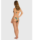Woman wearing a tropical print bikini on a light gray background Sea Level Tropaluxe Chain Link Bikini Pant - Khaki