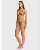 Woman wearing a colorful bikini set on a white background Sea Level Tropaluxe Chain Link Bikini Pant - Khaki