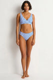 Sea Level Armour Bikini Pant swimwear bottoms in textured Denim Blue displayed at Point Break Cambridge.