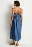 Sea Level Denim Surf Tie Back Sundress in denim blue displayed at Point Break Cambridge, a local family surf shop.