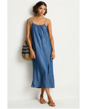 Sea Level Denim Surf Tie Back Sundress in denim blue displayed at Point Break Cambridge, a local family surf shop.