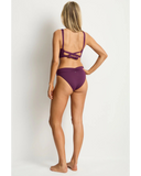 Sea Level Essentials Edit V Front Mid Pant swimwear bottoms in solid Claret dark red displayed at Point Break Cambridge.