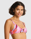 Sea Level Neon Wave Tie Back Bralette bikini top in vibrant Berry pink displayed at Point Break Cambridge.