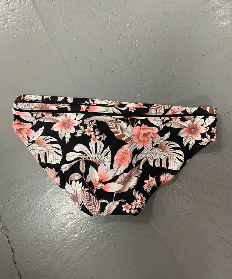 Floral-patterned swim bottom on a plain background Sea Level - Tamarin Regular Bikini Pant - Seppia