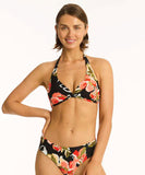 Sea Level Juniper Twist Front Multifit Halter Bra - Black