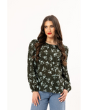 Seeking Lola Gratitude Top in Forest Shadow green print blouse, sold by Point Break Cambridge local family surf shop at 63 Duke street.
