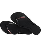 Havaianas Swarovski Slim Metal Logo Crystal Women's Jandals - Black / Pink