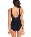 TOGS - Black Surplice One-Piece Swimsuit