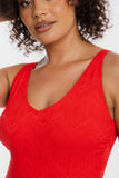 TOGS - Red Chiseled V Neck Plunge One-piece Swimsuit