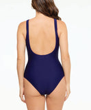 TOGS Navy Textured Round Patchwork One Piece