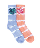 Santa Cruz Girls TTE Dot Crew Sock 2pk - Vintage Blue Tie Dye