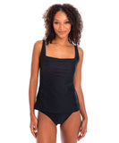 Togs Textured Tankini Pleated - Black