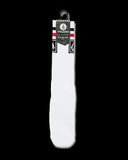 White sock with a black label on a transparent background