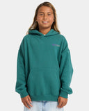Person wearing a green hoodie with a logo on a white background Volcom Boys Ben Sanaire Hoodie - Rifle Green