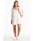 Sea Level Heatwave Cover Up Shirt - White