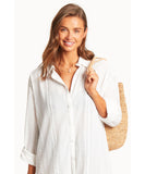 Sea Level Heatwave Cover Up Shirt - White