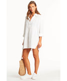 Sea Level Heatwave Cover Up Shirt - White