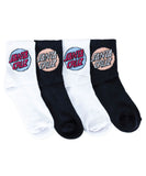 Santa Cruz Other Dot Mid Socks 4Pk - Black/White