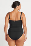 Back view of the Artesands Botticelli tankini top showing the straight strap option for adjustable and changeable straps.