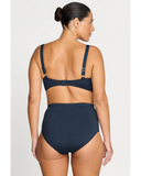 Back view of the women's Artesands Botticelli high waisted swim pants displaying the full rear coverage and comfortable leg line.