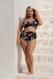 Front view of the Artesands Wander Lost Goya E/F cup bikini top in the signature floral print showing the crossover underbust detail.