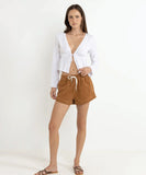 Rhythm Belle Tie Front Long Sleeve Top - White