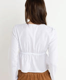 Rhythm Belle Tie Front Long Sleeve Top - White