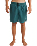 Billabong All Day OD Shorts in Marine Green front view showing the comfortable elastic waistband adjustment drawcord and subtle lower leg brand logo detail, sold by Point Break Cambridge local family surf shop at 63 Duke street.