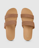 Billabong Ava Slide Sandal in Desert Daze multi print front view showing the elegant open toe dual strap configuration and clean minimalist casual slide layout, sold by Point Break Cambridge local family surf shop at 63 Duke street.