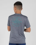 Back view of the youth Billabong Wavy Davy short sleeve sun top displaying the large signature core logo graphic across the back.