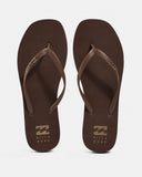 Billabong Fiji Square Toe Jandal in Brown front view showing the elegant open toe thong configuration and clean minimalist vegan leather straps with a modern square footbed layout, sold by Point Break Cambridge local family surf shop at 63 Duke street.