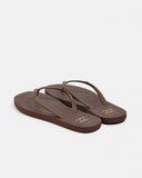 Billabong Fiji Square Toe Jandal in Brown front view showing the elegant open toe thong configuration and clean minimalist vegan leather straps with a modern square footbed layout, sold by Point Break Cambridge local family surf shop at 63 Duke street.