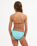 Billabong Girls Billa Star Tri Set in Misty Blue back view highlighting the adjustable halter strap construction comfortable pullover bikini top flexible recycled stretch fabric and coordinating medium-coverage swim bottoms, sold by Point Break Cambridge local family surf shop at 63 Duke Street.