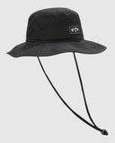 Billabong Mens Big John Hat in Black side profile view highlighting the comfortable deep crown silhouette rise ventilation metal eyelet detailing and sun shading brim curve alignment, sold by Point Break Cambridge local family surf shop at 63 Duke street.