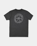 Billabong Mens Big Wave Daz T-Shirt in Black back view showing the relaxed straight silhouette and bold oversized custom big wave surf artwork graphic print, sold by Point Break Cambridge local family surf shop at 63 Duke street.