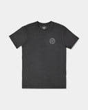 Billabong Mens Big Wave Daz T-Shirt in Black front view showing the comfortable ribbed crew neck and signature chest brand graphic logo print, sold by Point Break Cambridge local family surf shop at 63 Duke street.