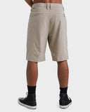 Billabong Mens Crossfire Hybrid Walkshorts in Khaki sand back view showing the clean tailored rear pocket configuration including one secure zipper pocket and signature brand label detailing, sold by Point Break Cambridge local family surf shop at 63 Duke street.