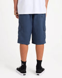 Billabong Mens Throw On 3.0 22 inch Boardshorts in Dusty Indigo blue back view showing the flat rear panel profile and premium quick dry performance flatlock seam stitching layouts, sold by Point Break Cambridge local family surf shop at 63 Duke street.