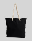 Billabong Pacific Beach Bag in Black back view showing the clean seamless continuous woven construction panel layout and robust structural handle stitch attachments, sold by Point Break Cambridge local family surf shop at 63 Duke street.