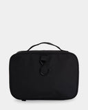 Billabong Seeker Beauty Vanity Case in Off Black back view showing the flat continuous rear exterior fabric panel layout and heavy duty premium construction flat lock seam stitching, sold by Point Break Cambridge local family surf shop at 63 Duke street.